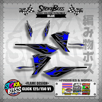 CLICK 125 / 150 V1 DECALS ( FLAME DESIGN )【WITH FREEBIES】