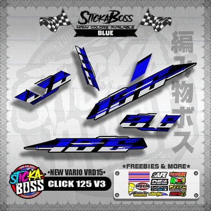 CLICK 125 V3 DECALS ( NEW VARIO VRD15 )[ PREMIUM GLOSSY LAMINATED ]【WITH FREEBIES】