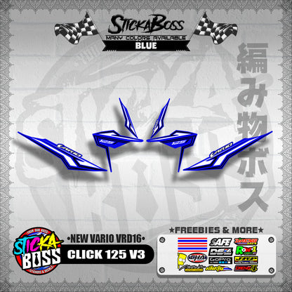 CLICK 125 V3 DECALS ( NEW VARIO VRD16 ) [ PREMIUM GLOSSY LAMINATED ]【WITH FREEBIES】