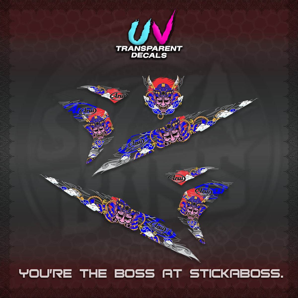 BEAT FI V2 INDO UV TRANSPARENT DECALS (2026 NEW SAMURAI MOTIF) STICKER KITS BY STICKABOSS