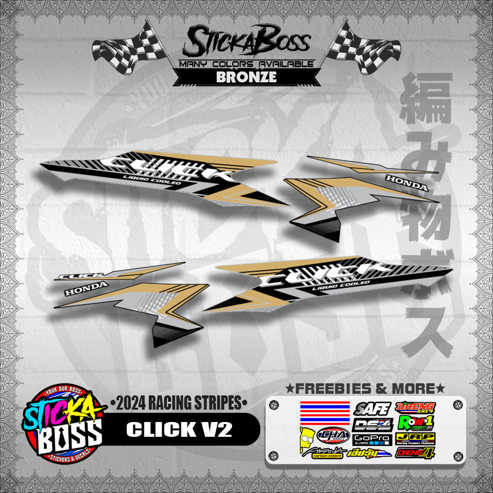 CLICK V2 DECALS ( 2024 RACING STRIPES ) [ PREMIUM GLOSSY LAMINATED ]【WITH FREEBIES】