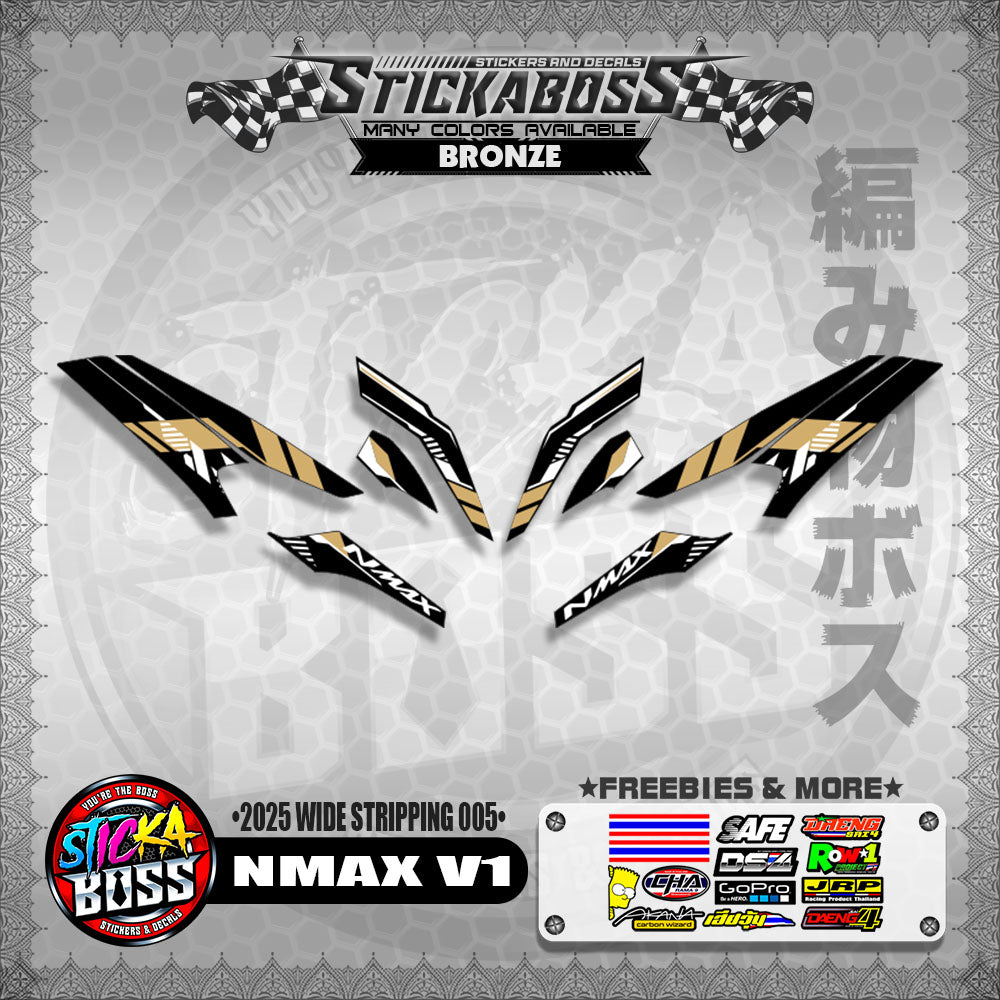 NMAX V1 INDO STICKER DECALS ( 2025 WIDE STRIPPING 005 )【WITH FREEBIES】