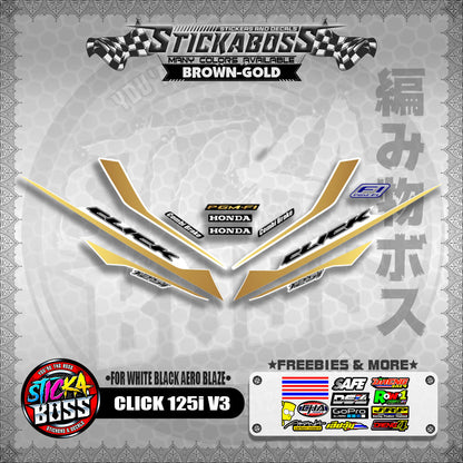 CLICK 125i V3 STICKER DECALS ( FOR WHITE BLACK AERO BLAZE )【WITH FREEBIES】