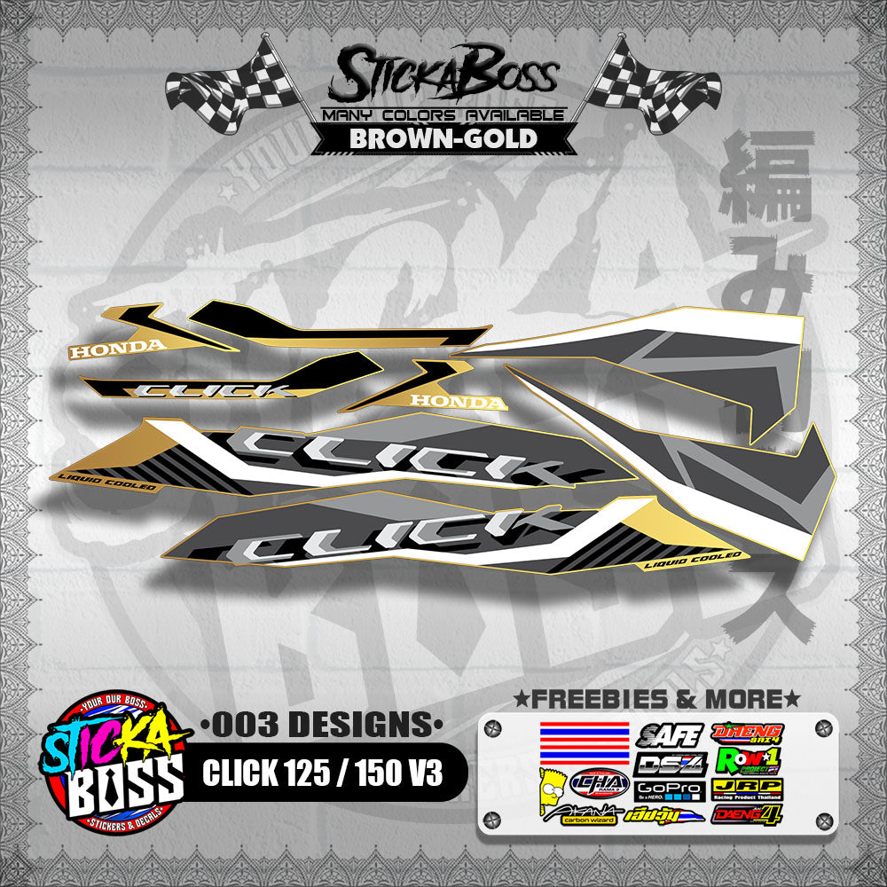 CLICK 125 / 150 V3 STOCK DECALS ( 003 DESIGNS )【WITH FREEBIES】