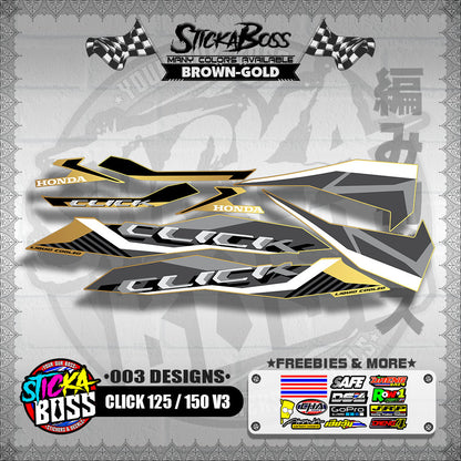 CLICK 125 / 150 V3 STOCK DECALS ( 003 DESIGNS )【WITH FREEBIES】
