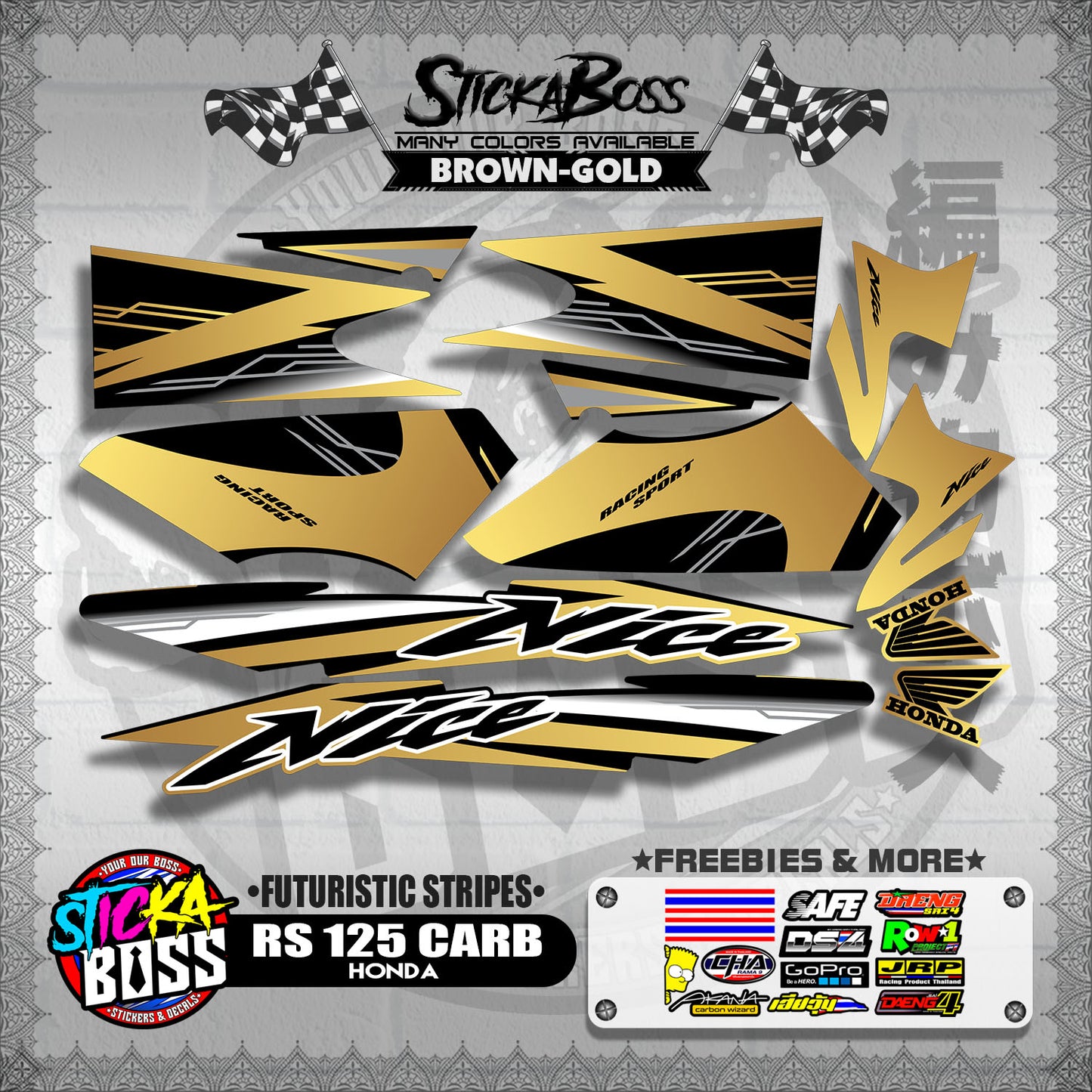 RS 125 THAI DECALS ( FUTURISTIC STRIPES )【WITH FREEBIES】