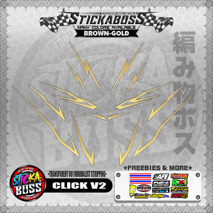 【PREMIUM UV PRINT】TRANSPARENT CLICK V2 STICKER DECALS ( 001 MINIMALIST STRIPPING )【WITH FREEBIES】