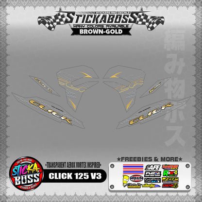 [ PREMIUM UV PRINT ] TRANSPARENT CLICK 125 V3 DECALS ( AEROX VORTEX INSPIRED )【WITH FREEBIES】