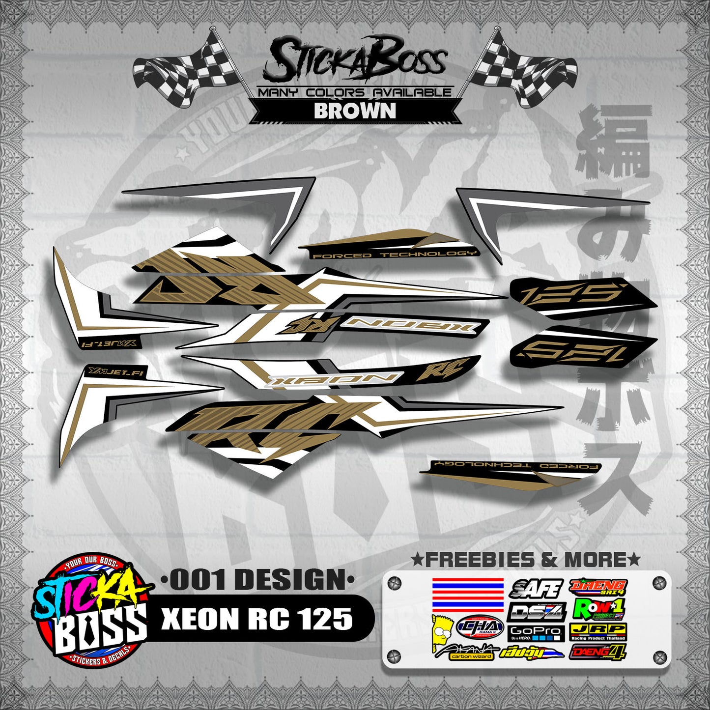 XEON RC 125 STOCK DECALS ( 001 DESIGN )【WITH FREEBIES】