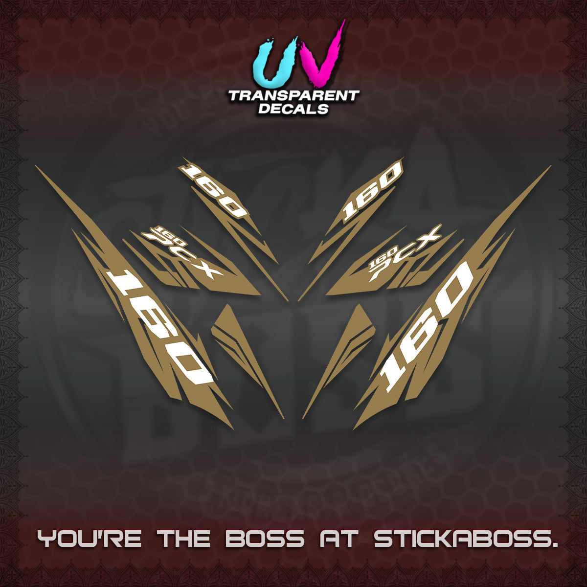 PCX 150 160 INDO UV TRANSPARENT DECALS (2026 NEW 08 DESIGN) STICKER DECALS By STICKABOSS