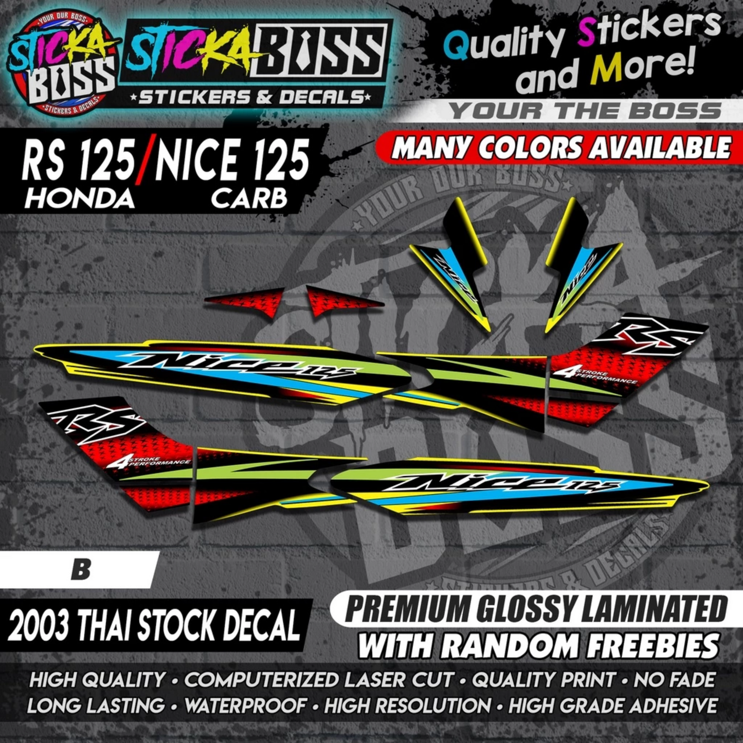 RS 125 / NICE 125 ( 2003 THAI STOCK DECAL ) 【PREMIUM GLOSSY LAMINATED】