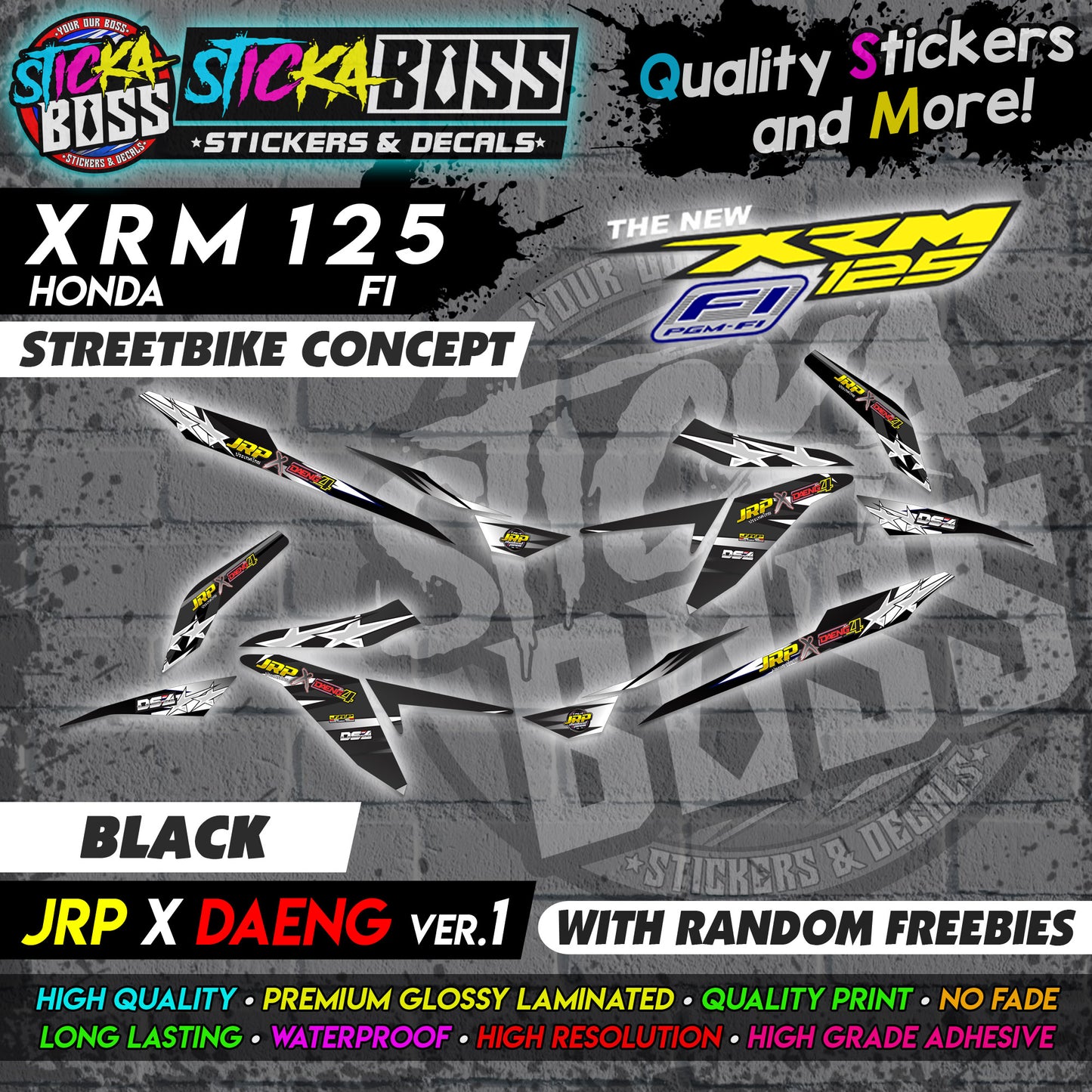 XRM 125 FI Decals - (JRP x DAENG VER.1) [STREET BIKE CONCEPT]【PREMIUM GLOSSY LAMINATED】