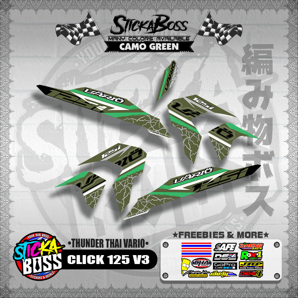 CLICK 125 V3 THAILAND DECALS ( THUNDER THAI VARIO )【WITH FREEBIES】