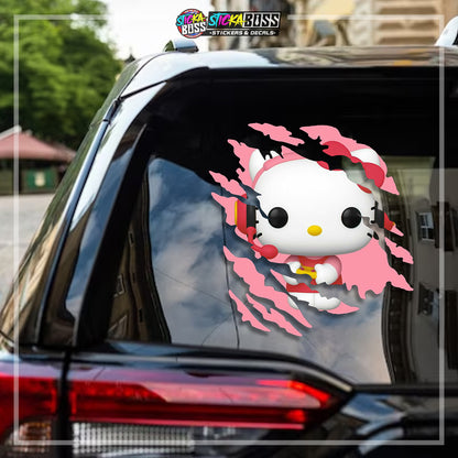 HELLO KITTY| ANIME SCRATCH STICKER【VINYL PRINTED】( LAMINATED / WATERPROOF )【Stickaboss】