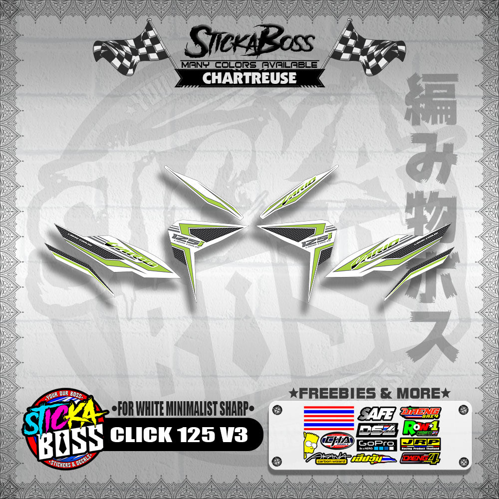 CLICK 125 V3 DECALS ( FOR WHITE MINIMALIST SHARP )【WITH FREEBIES】