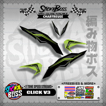 CLICK V3 DECALS ( 2 TONE SPEED STREAKS )【WITH FREEBIES】