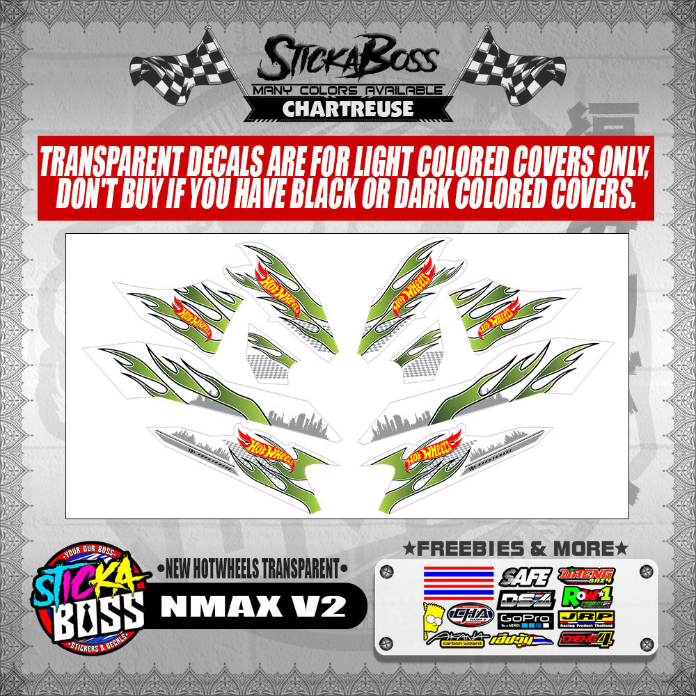NMAX V2 DECALS ( NEW HOTWHEELS TRANSPARENT )【WITH FREEBIES】