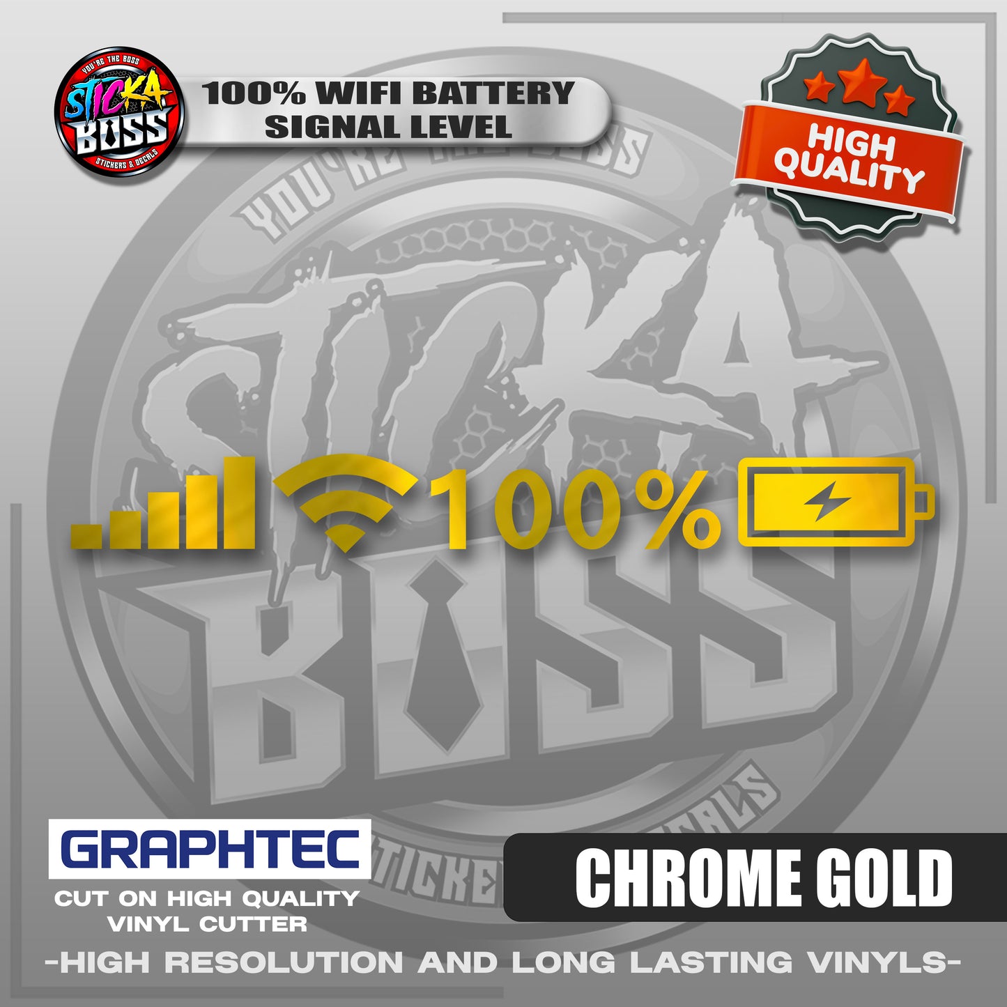 100% WIFI BATTERY SIGNAL LEVEL | VINYL WATERPROOF CUT-OUT STICKER DECALS【Stickaboss】
