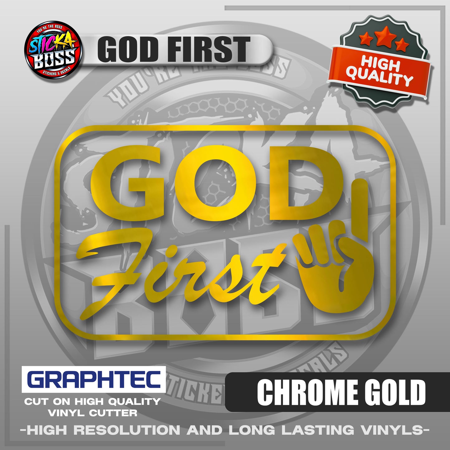 GOD FIRST | VINYL WATERPROOF CUT-OUT STICKER DECALS【Stickaboss】