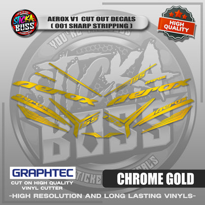 AEROX V1 CUT OUT DECALS ( 001 SHARP STRIPPING ) | VINYL WATERPROOF CUT-OUT STICKER DECALS