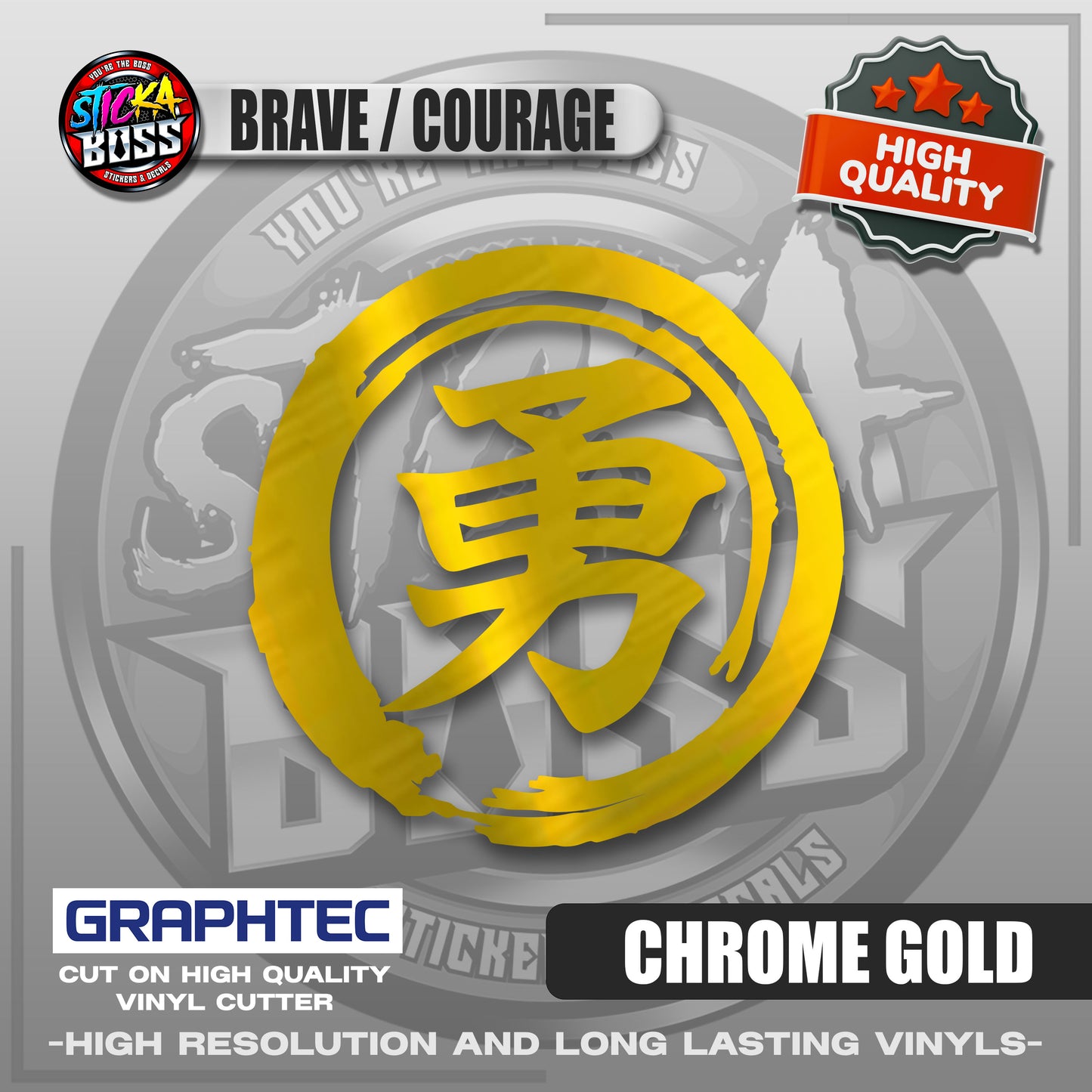 BRAVE COURAGE - JAPANESE KANJI SYMBOL | VINYL WATERPROOF CUT-OUT STICKER DECALS【Stickaboss】