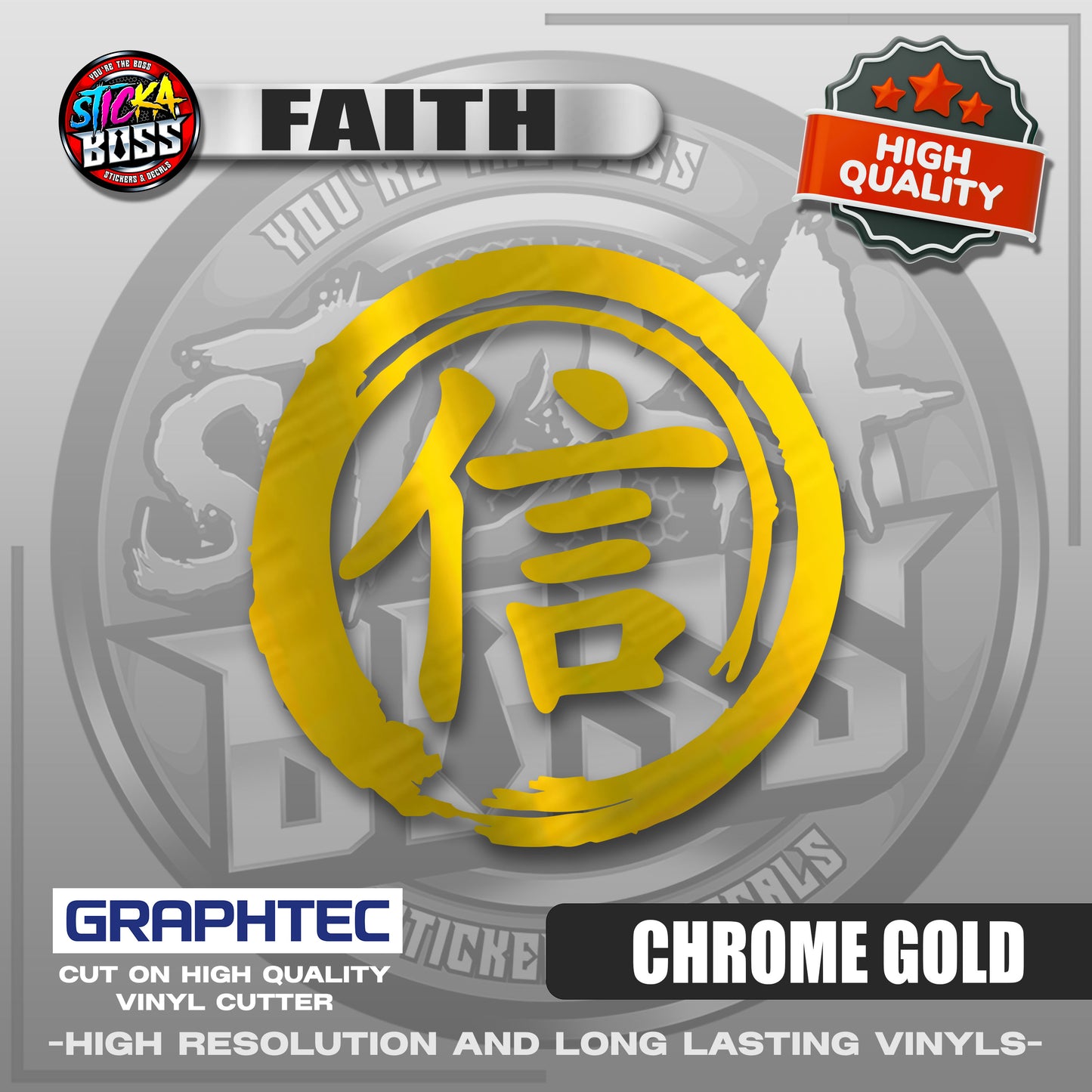 FAITH - JAPANESE KANJI SYMBOL | VINYL WATERPROOF CUT-OUT STICKER DECALS【Stickaboss】