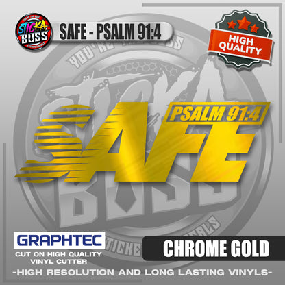 SAFE - PSALM 91:4 | VINYL WATERPROOF CUT-OUT STICKER DECALS【Stickaboss】