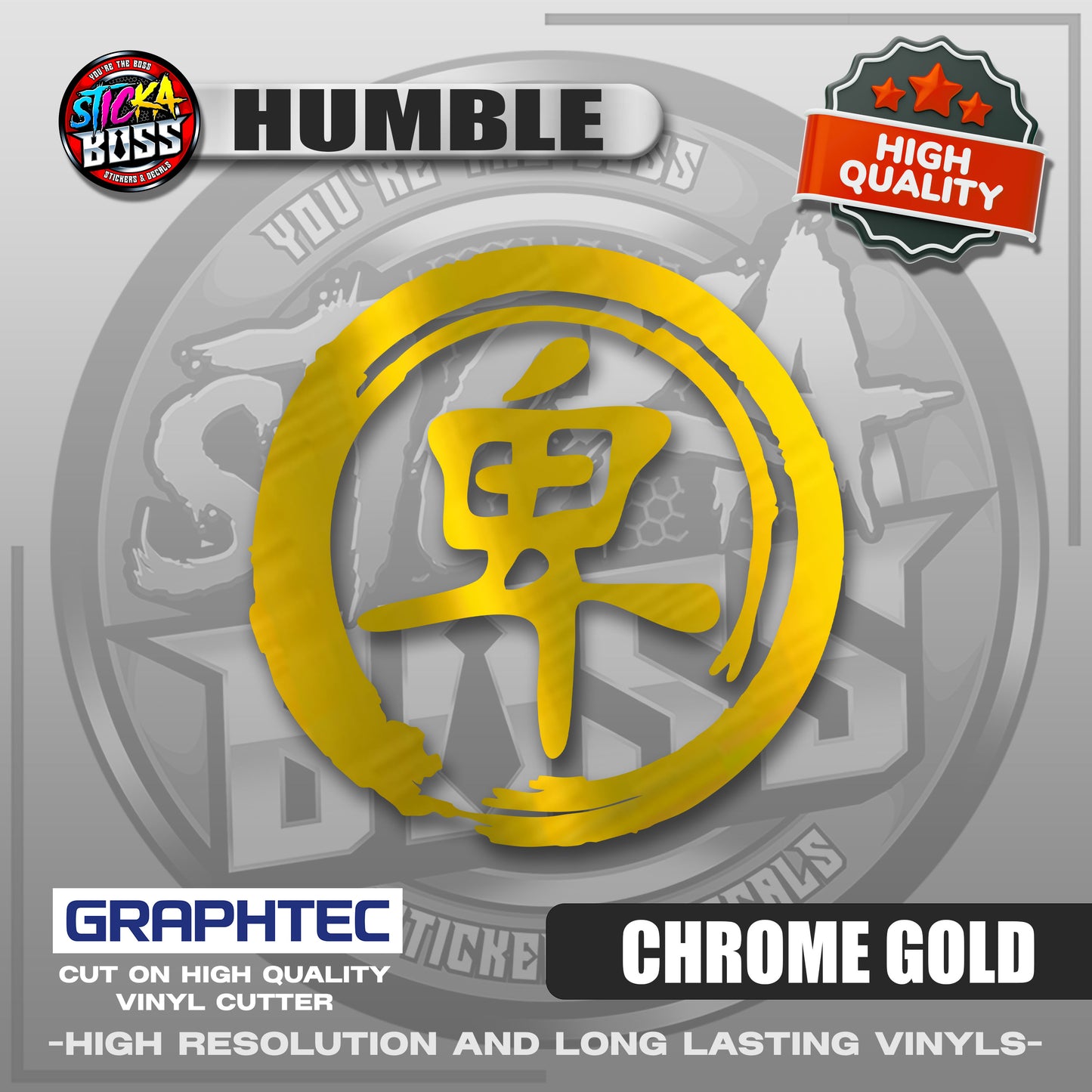 HUMBLE - JAPANESE KANJI SYMBOL | VINYL WATERPROOF CUT-OUT STICKER DECALS【Stickaboss】