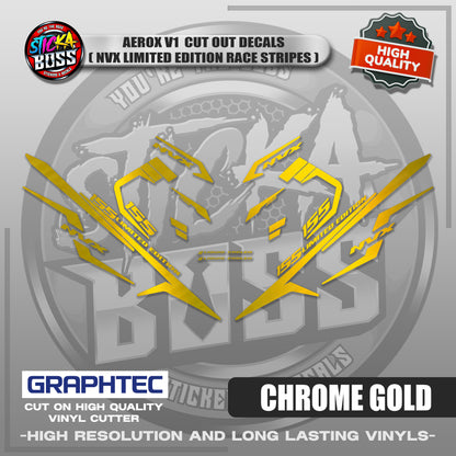 AEROX V1 CUT OUT DECALS ( NVX LIMITED EDITION RACE STRIPES ) | VINYL WATERPROOF CUT-OUT DECALS