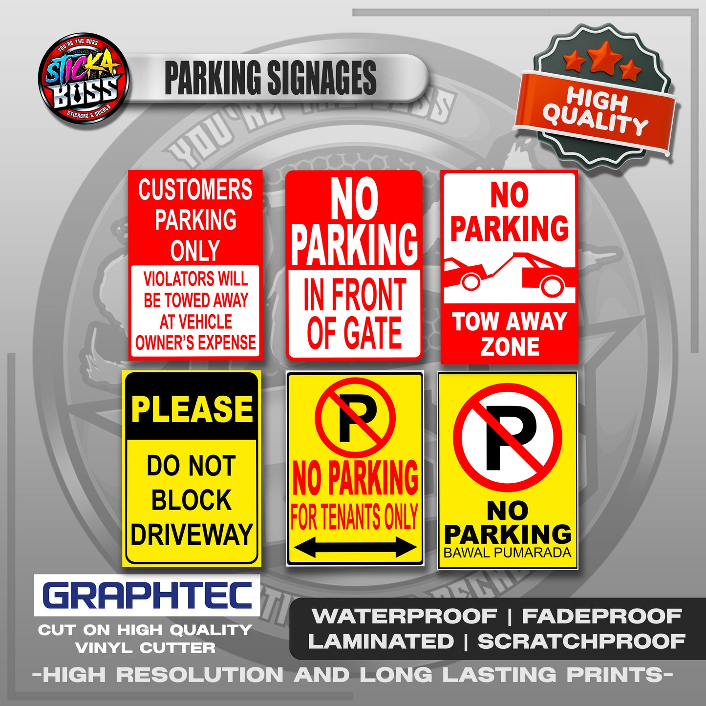 PARKING SIGNAGES | VINYL WATERPROOF STICKER | PREMIUM LAMINATED【PRINTED】