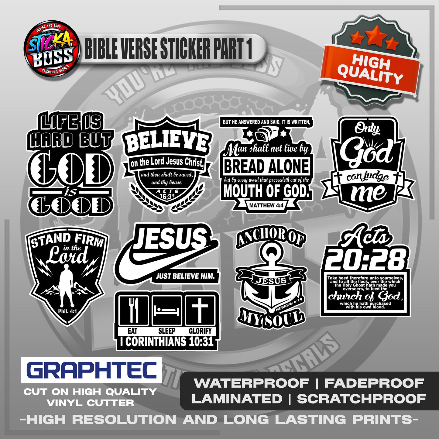 BIBLE VERSE STICKERS PART 1 | VINYL WATERPROOF STICKER | PREMIUM LAMINATED【PRINTED】
