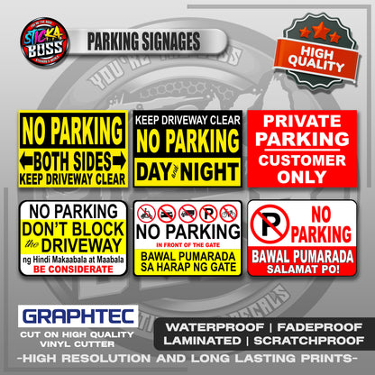 PARKING SIGNAGES | VINYL WATERPROOF STICKER | PREMIUM LAMINATED【PRINTED】