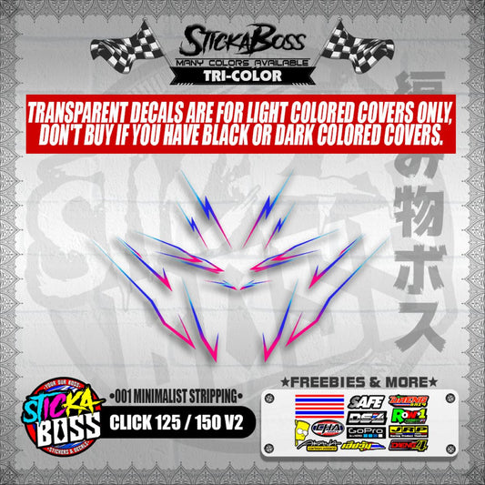 CLICK 125 / 150 V2 DECALS ( 001 MINIMALIST STRIPPING )【WITH FREEBIES】