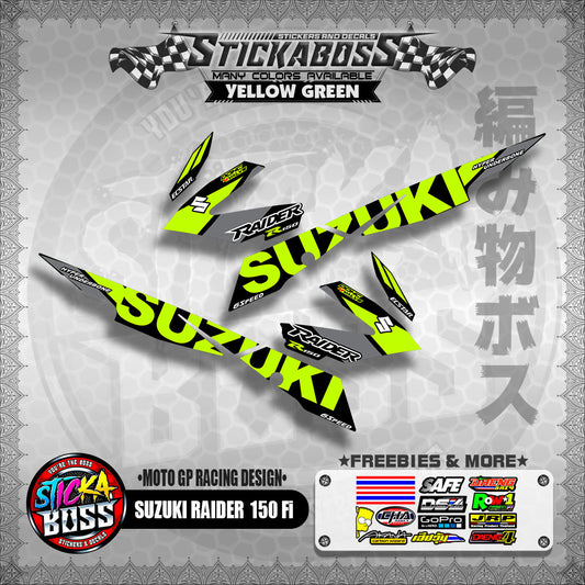 Suzuki Raider 150 Fi Decals YELLOW GREEN ( MotoGP Racing Design )【WITH FREEBIES】