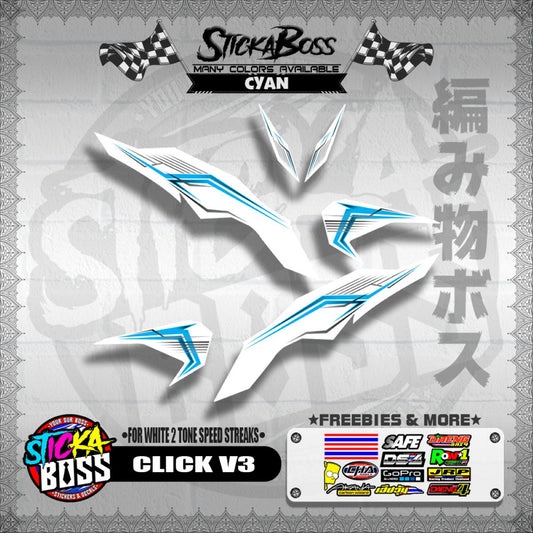 CLICK V3 DECALS ( FOR WHITE 2 TONE SPEED STREAKS )【WITH FREEBIES】