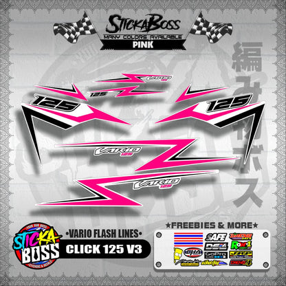 CLICK 125 V3 DECALS ( VARIO FLASH LINES )【WITH FREEBIES】