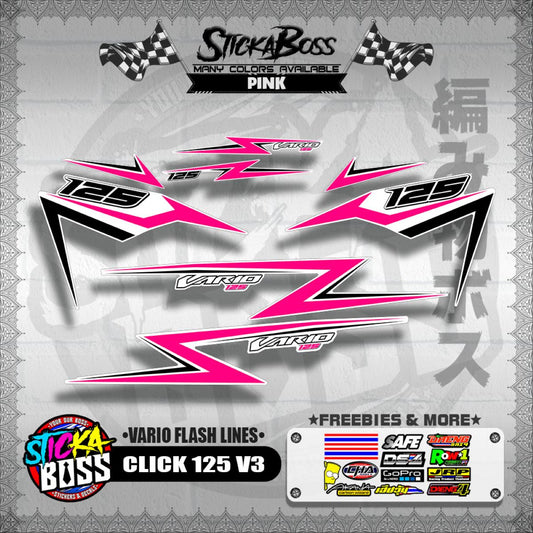CLICK 125 V3 DECALS ( VARIO FLASH LINES )【WITH FREEBIES】