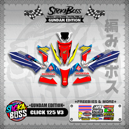 CLICK 125 V3 DECALS ( GUNDAM EDITION )【WITH FREEBIES】