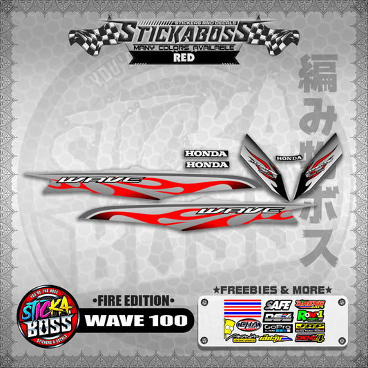 WAVE 100 STICKER DECALS ( FIRE EDITION )【WITH FREEBIES】
