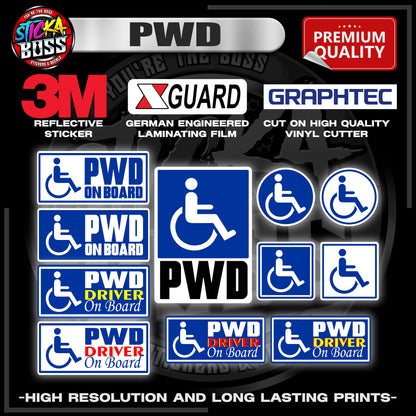PWD / PERSON WITH DISABILITY 3M REFLECTIVE STICKER | PREMIUM LAMINATED【PREMIUM QUALITY】