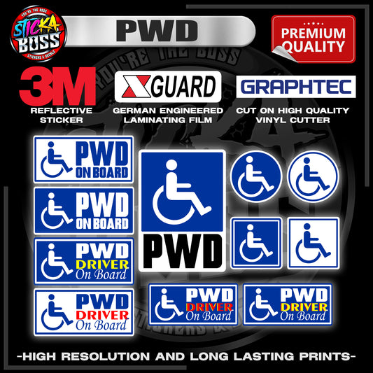 PWD / PERSON WITH DISABILITY 3M REFLECTIVE STICKER | PREMIUM LAMINATED【PREMIUM QUALITY】