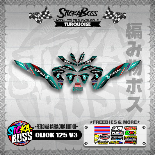 CLICK 125 V3 DECALS ( PETRONAS BARRACUDA EDITION )【WITH FREEBIES】