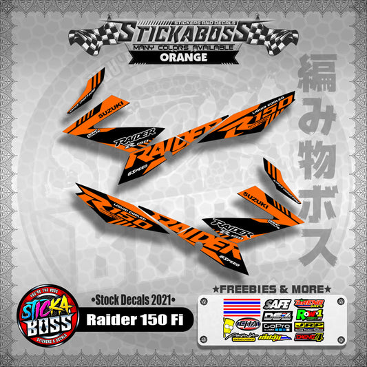 Suzuki Raider 150 Fi Stock Decals 2021 (ORANGE)【PREMIUM GLOSSY LAMINATED】