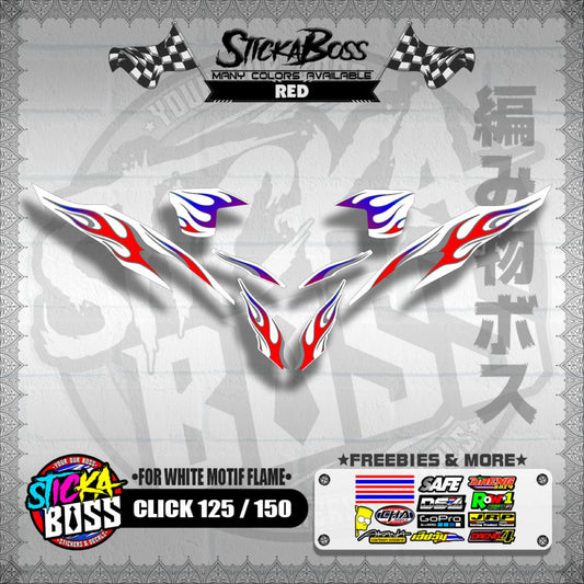 CLICK 125 / 150 V2 DECALS ( FOR WHITE MOTIF FLAME )【WITH FREEBIES】
