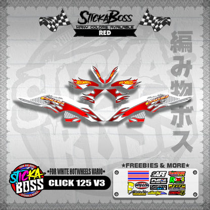 CLICK 125 V3 DECALS ( FOR WHITE HOTWHEELS VARIO )【WITH FREEBIES】