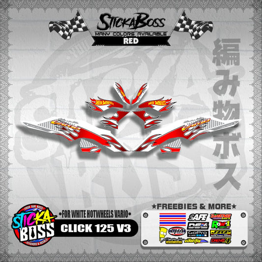 CLICK 125 V3 DECALS ( FOR WHITE HOTWHEELS VARIO )【WITH FREEBIES】