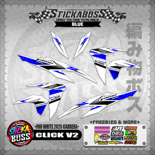 CLICK V2 STICKER DECALS ( FOR WHITE 2025 CARRERA )【WITH FREEBIES】