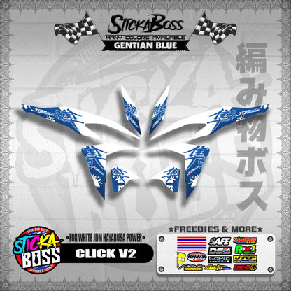CLICK V2 DECALS ( FOR WHITE JDM HAYABUSA POWER ) [ PREMIUM GLOSSY LAMINATED ]【WITH FREEBIES】