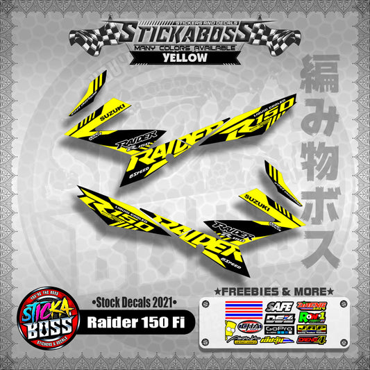 Suzuki Raider 150 Fi Stock Decals 2021 (YELLOW)【PREMIUM GLOSSY LAMINATED】
