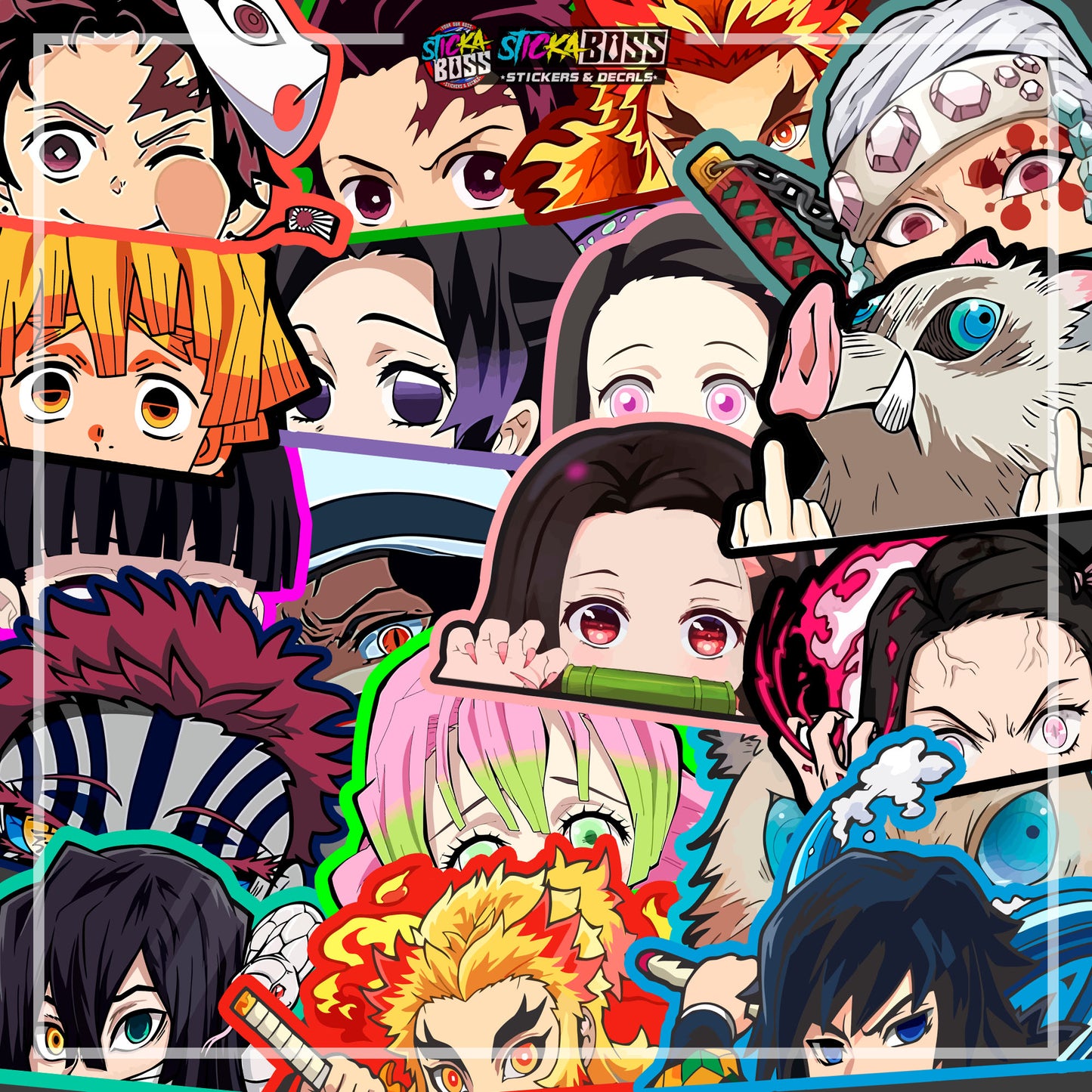 DEMON SLAYER PART 1 | ANIME PEEKER STICKER【VINYL PRINTED】( LAMINATED / WATERPROOF )